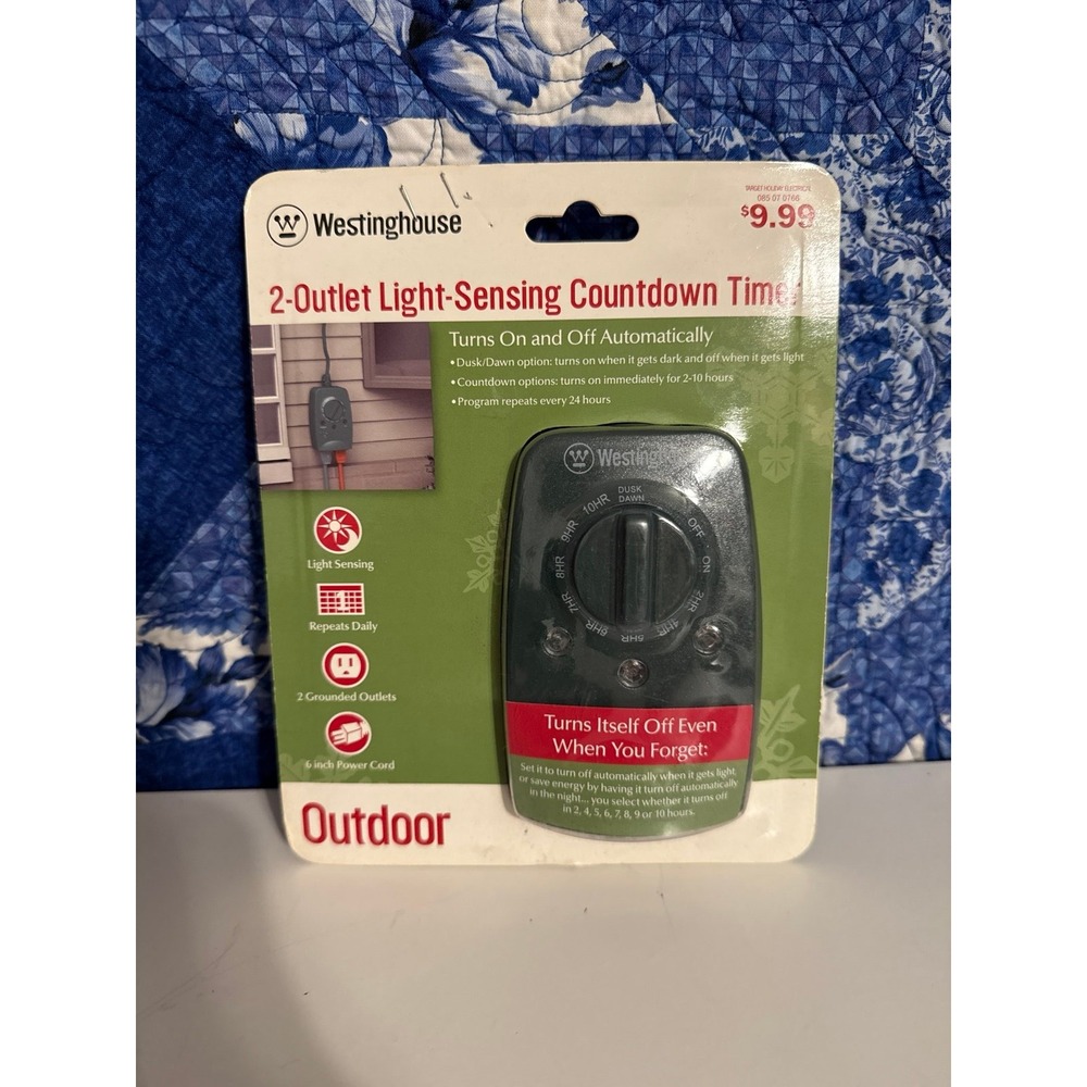Westinghouse 2-Outlet Light Sensing Countdown Outdoor Timer T26442 Black
